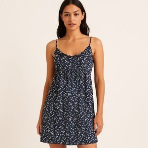 Else Navy Silk Floral Dress – Size Small